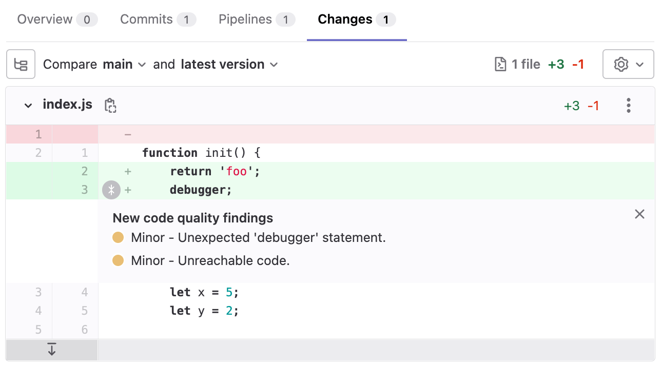 Code Quality MR diff report