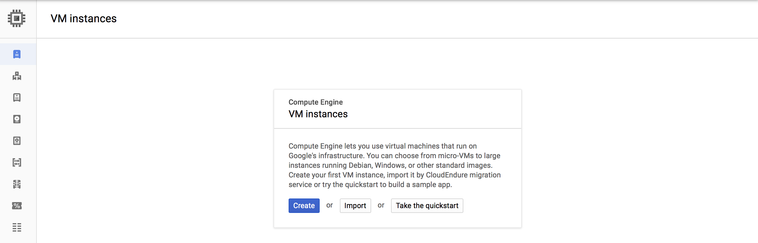Select "Create" to create an instance.
