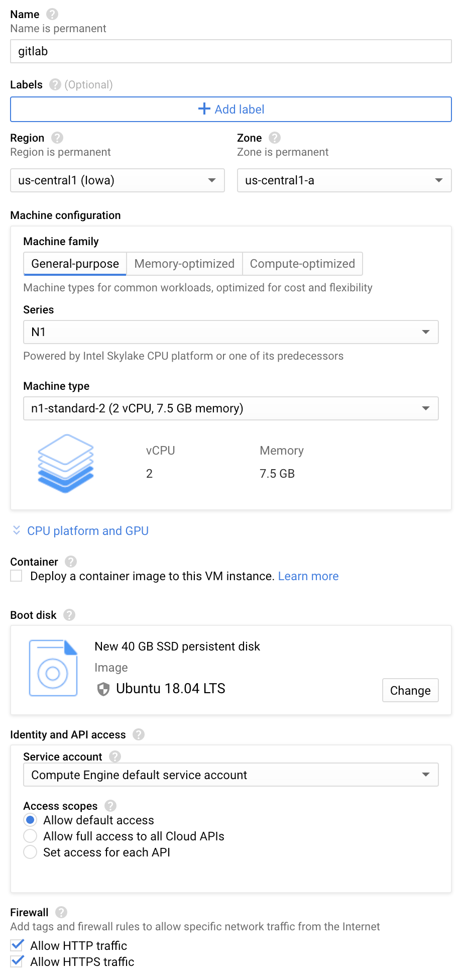 Configure your instance.