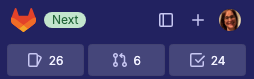 Top section of the left sidebar with assigned issues, merge requests, To-Do List, and avatar.